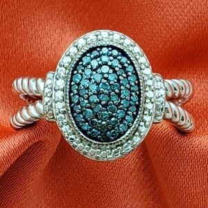 925 Blue Diamond Cable Ring